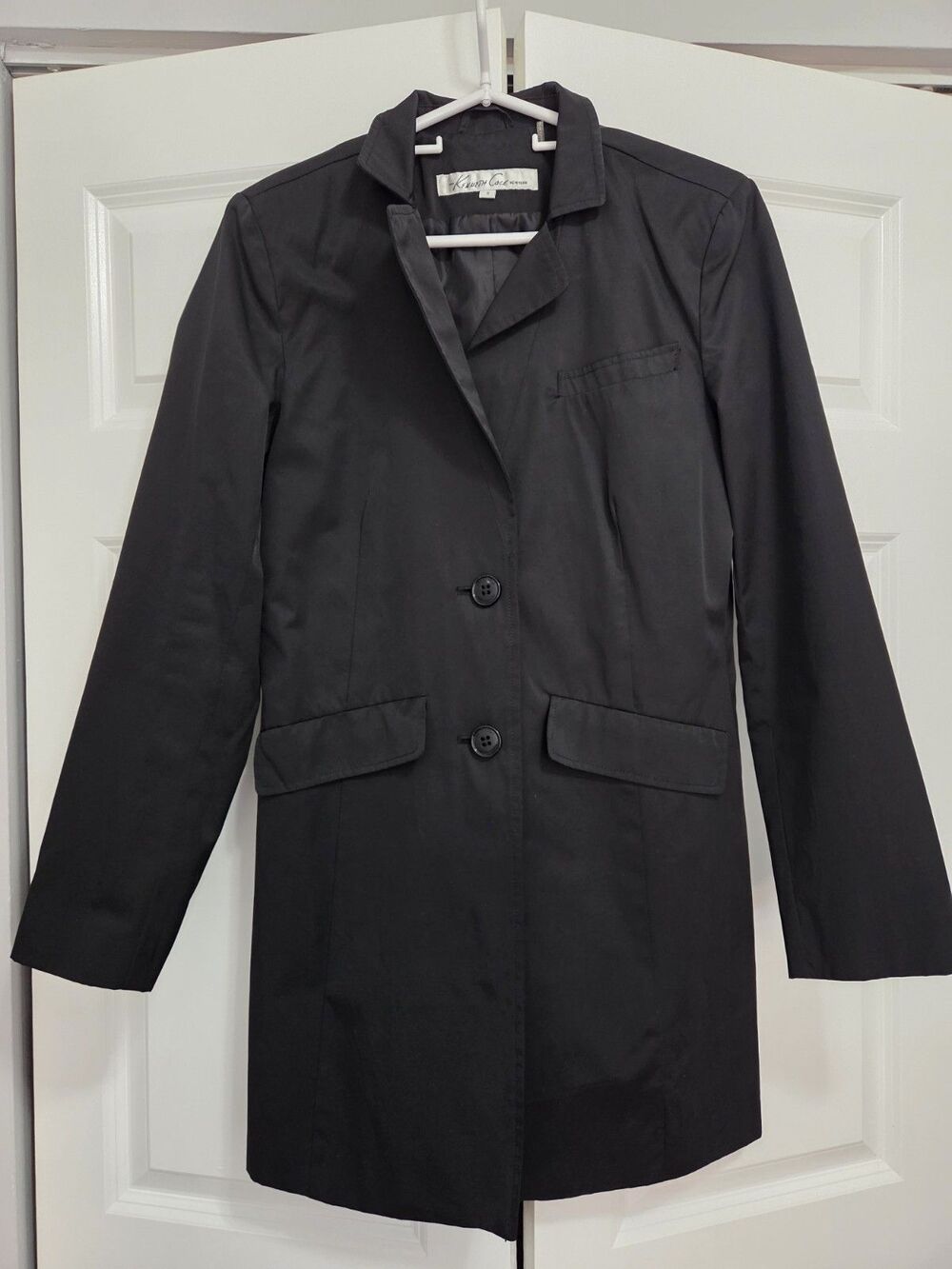 Kenneth Cole New York Women's Black Trench Coat, Size Small